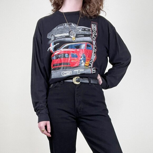 Vintage Ford Mustang GT Long Sleeve Tee Graphic T-Shirt Car Oversized 90s Y2K - Picture 2 of 9